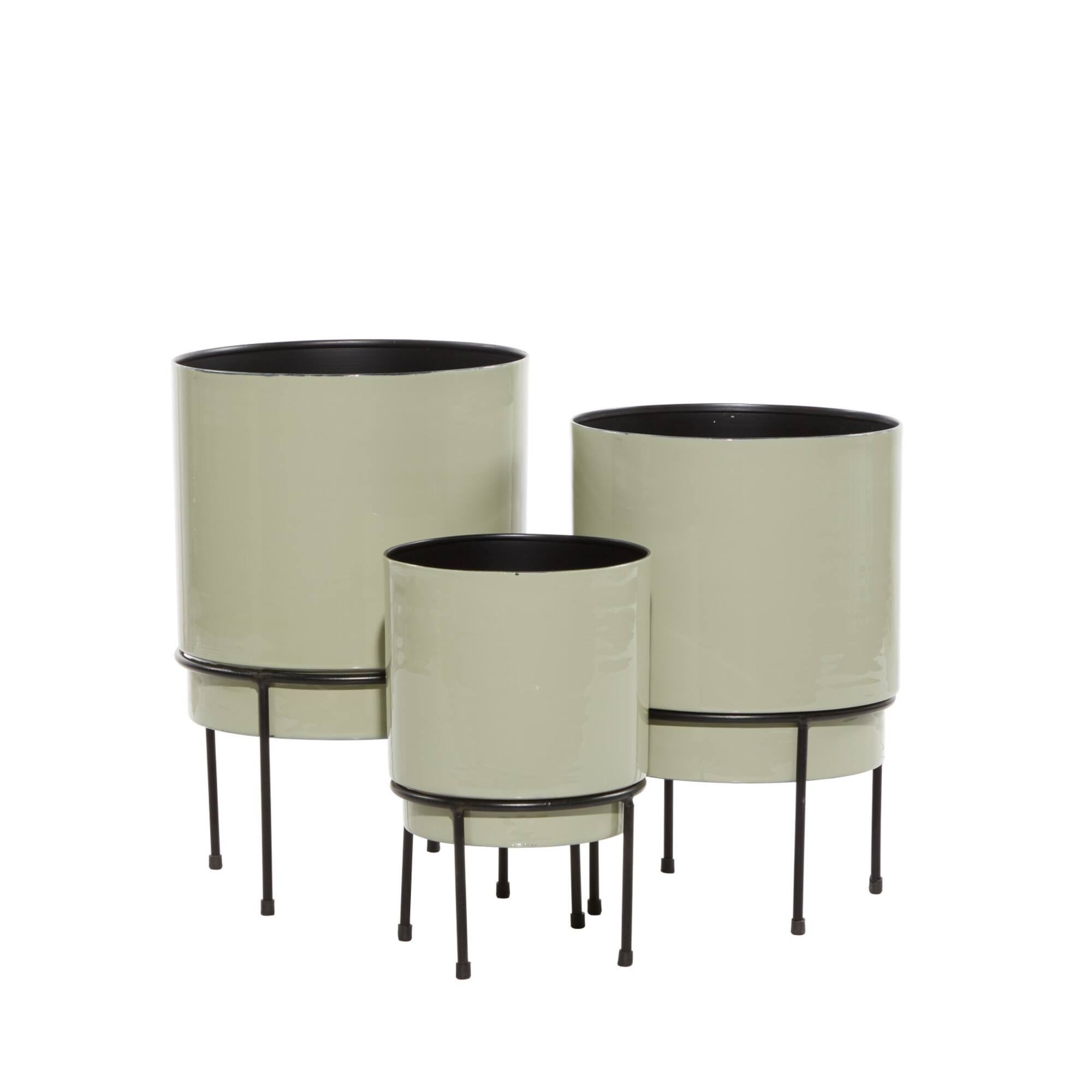 Taupe Metal Contemporary Planter Set